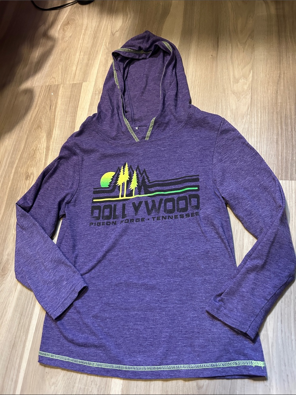 Girls 6-8 Dollywood Purple Long Sleeve Tee with Green Accented